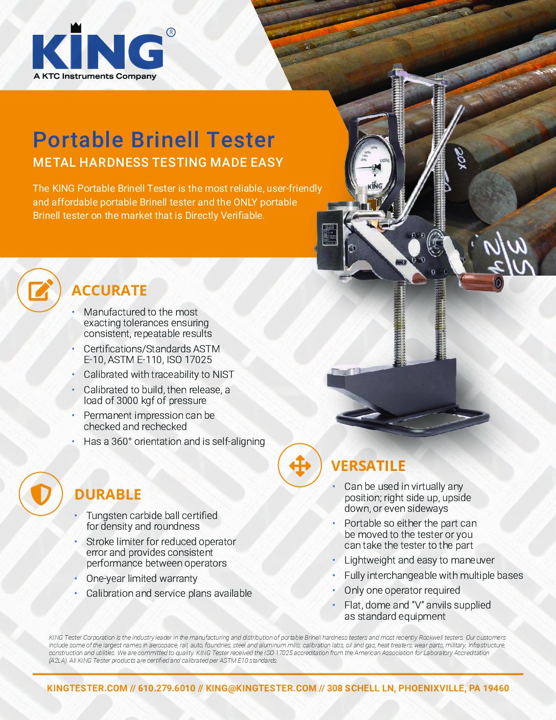 King Portable Brinell Hardness Tester Model A1 With 3000Kg Test Head -  Brystar Tools